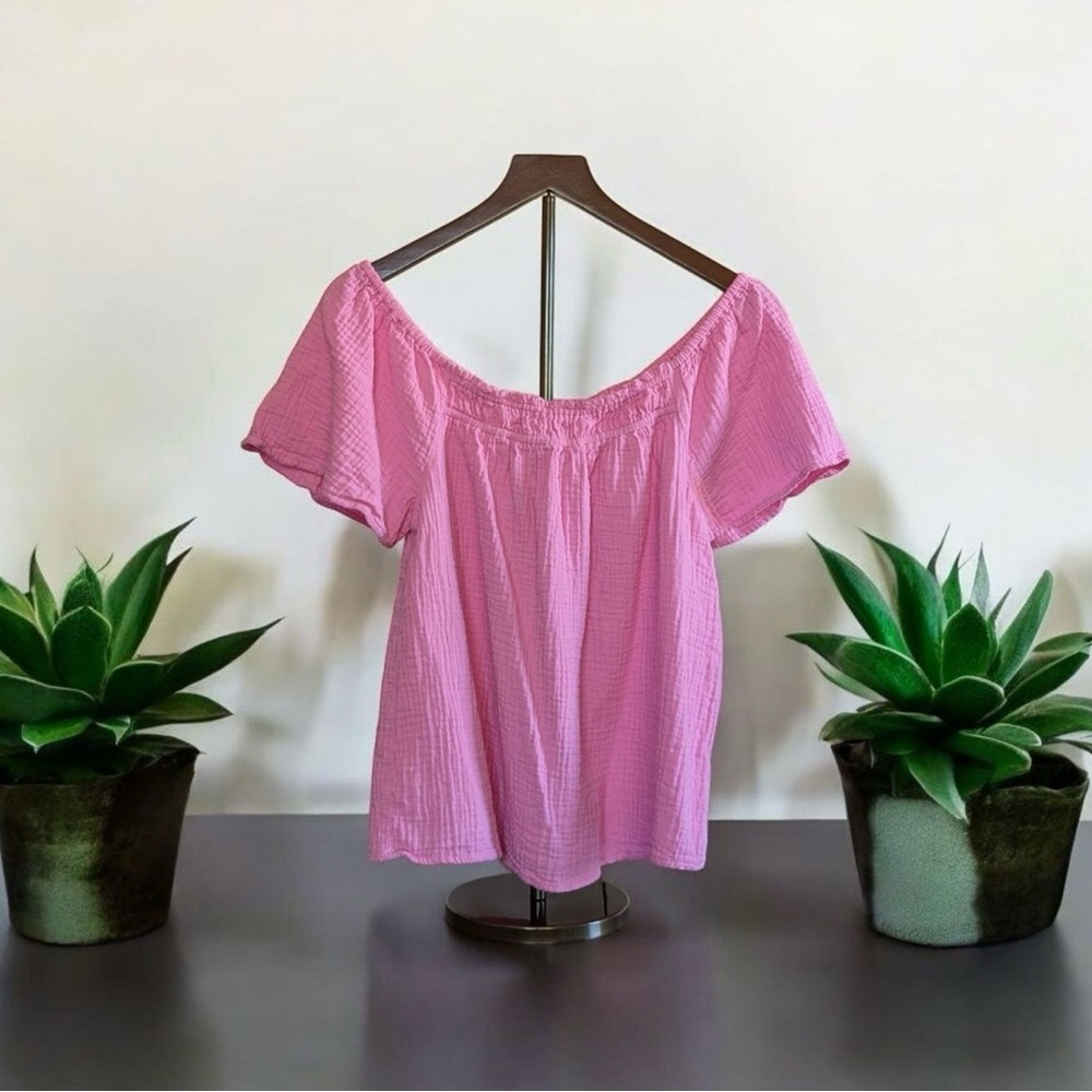 Pink Square Neck Top Medium - Picture 2 of 3